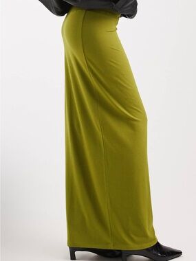ASOS Long Maxi Jersey Pencil Skirt in Olive Green